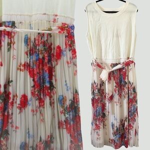 For Cynthia Midi Floral Dress Fit and Flare Pleated 3X NWT